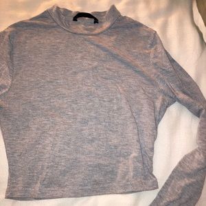 Heather grey shein crop top high neck